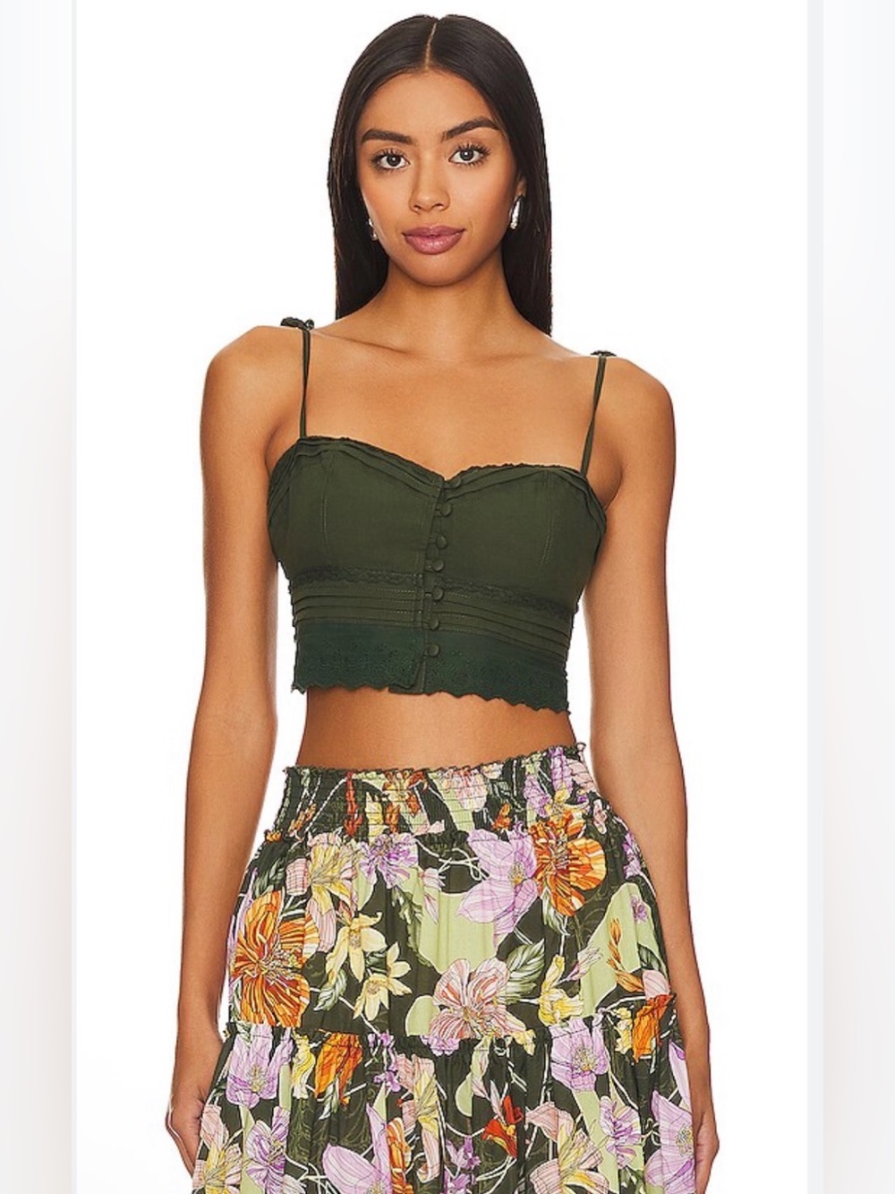 NWT Agua Bendita Ariel Crop Top in Green